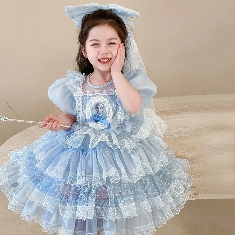 冰雪奇缘爱莎公主裙女童2026秋季夏装新款儿童礼服篷篷纱裙连衣裙