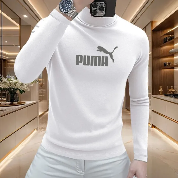 秋冬时尚半高领打底衫帅气男士t恤长袖2025新款德绒内搭修身上衣