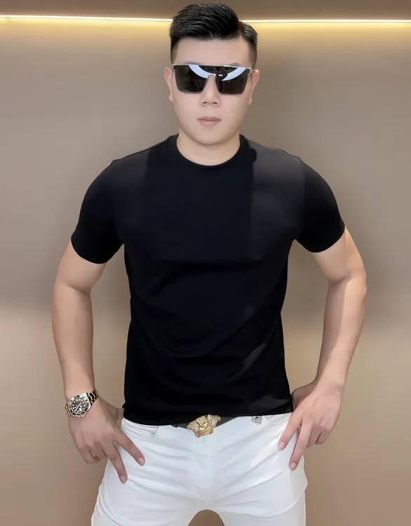【泡面锅男装】2025秋季男士时尚纯色弹力百搭修身短袖T恤 W280