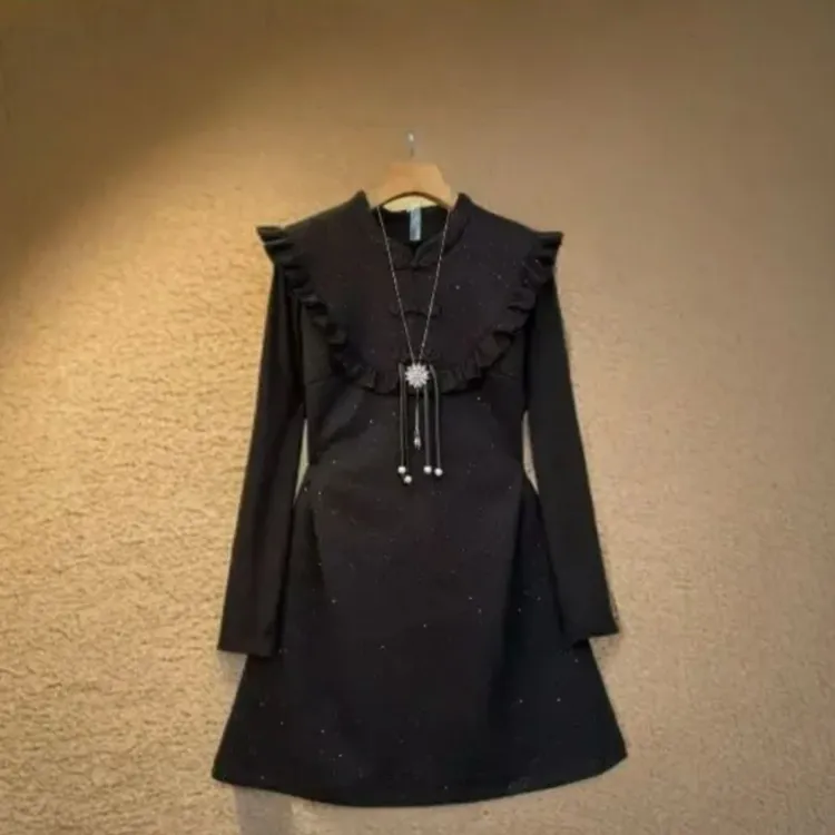 秋冬新中式国风显瘦马甲裙搭配打底衫套装女