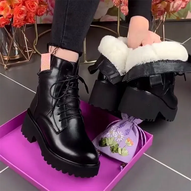 马丁靴2025年秋冬季新款短靴休闲厚底单靴粗跟中跟防滑妈妈皮鞋