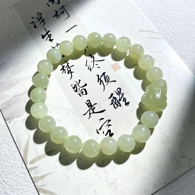 天然和田玉貔貅高冰晴水料玉石手链节日礼物多样性发一-WL619