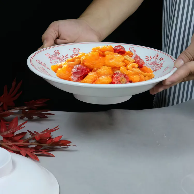 鱼虾元素新中式酒店陶瓷浅碗商用冷菜盘子餐厅创意凉菜意境菜餐具