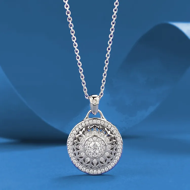 洛熙寺S925纯银镀时来运转八宝罗盘吊坠中式国风项链可调节