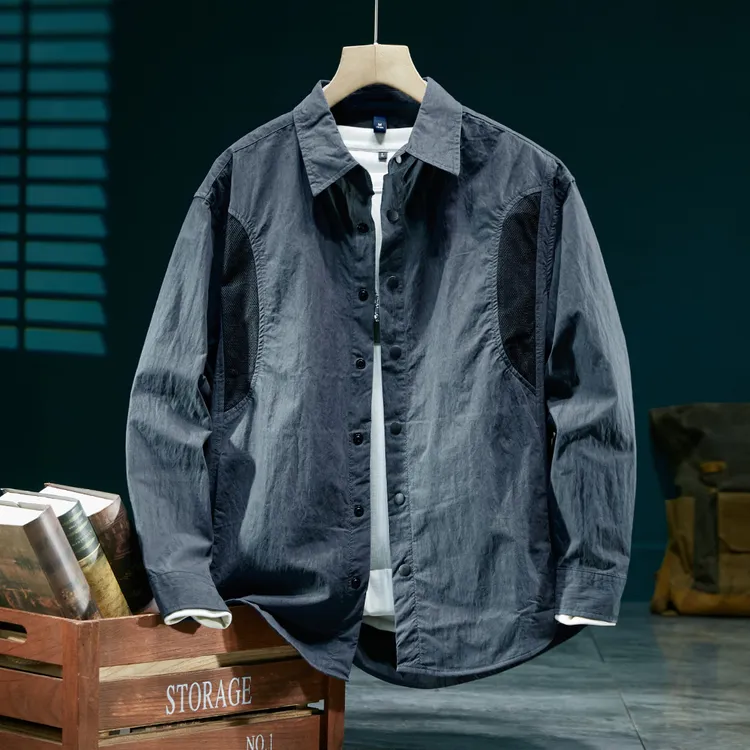 MR.MUDI/穆迪先生高端日系肌理感宽松长袖美式男士户外休闲衬衫