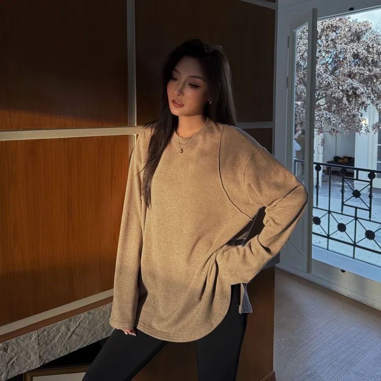 Moprobably李予诺「简内」慵懒风后长百搭精细混纺针织衫L5447024