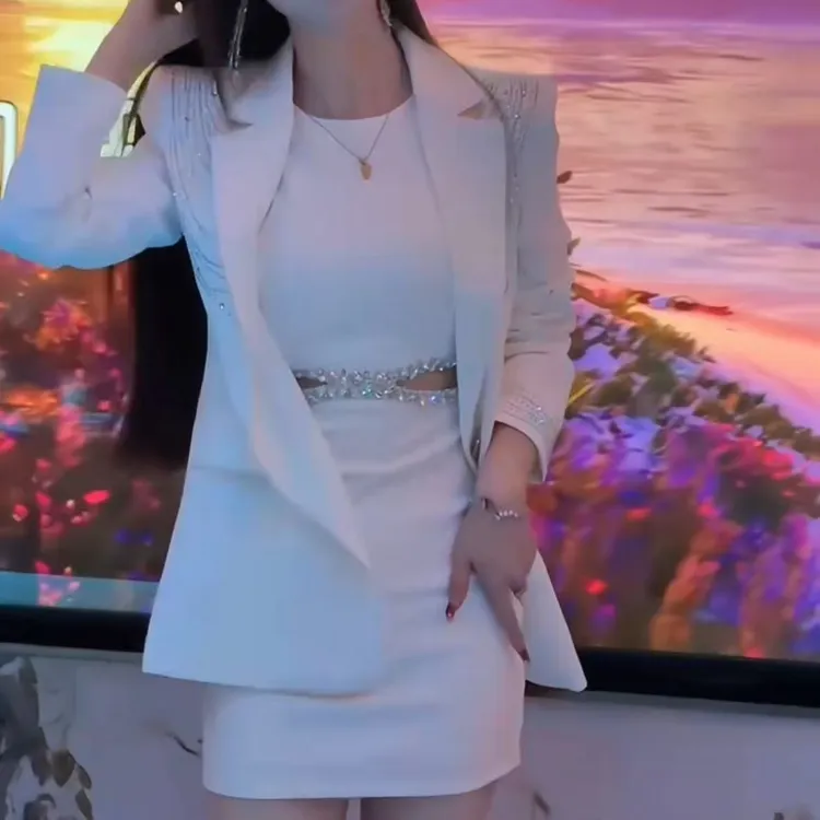 2025春季新款时尚显瘦气质女士网红洋气两件套百搭款D7413