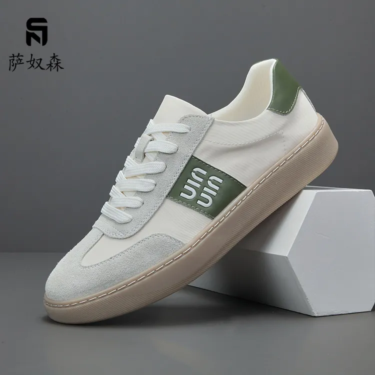 萨奴森男鞋2025春季新款潮鞋真皮时尚运动小白鞋男士百搭休闲板鞋