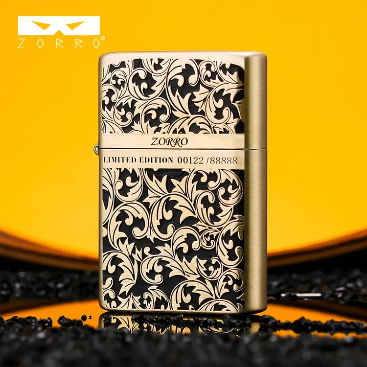 ZORRO拍一发四新款Z825黑金唐草高端送防风煤油打火机送生日礼物