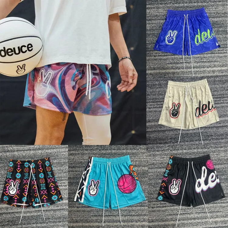 美式潮流篮球裤情侣休闲百搭运动短裤个性印花大网眼透气四分裤