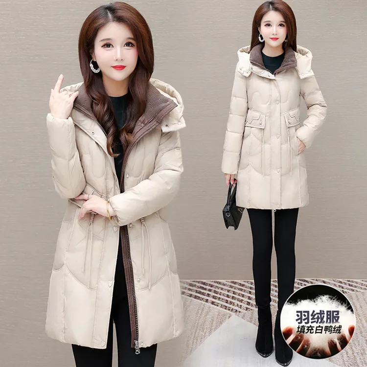 中长款羽绒服女士冬季2025新款今年流行爆款白鸭绒轻薄保暖长外套