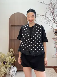 （啵啵）新款民族风复古小波点背心马甲外搭