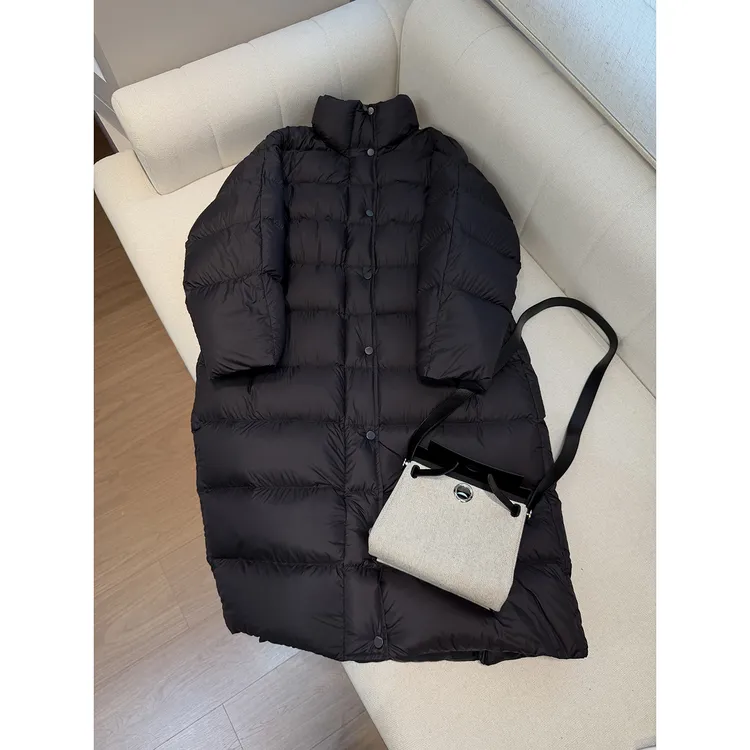 207.5g“加倍温暖”过冬bi备大被子长款羽绒服立领纯色可收腰鹅绒服