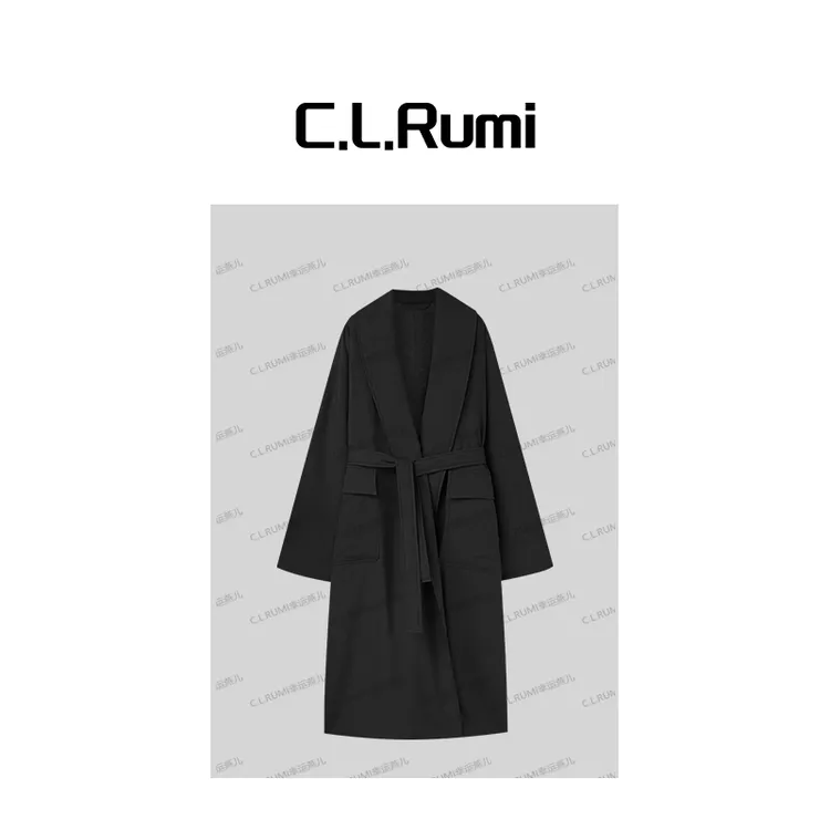 【Rumi精选】“臻驼绒”秋冬骆驼绒高级感宽松翻领中长款棉服7117wt