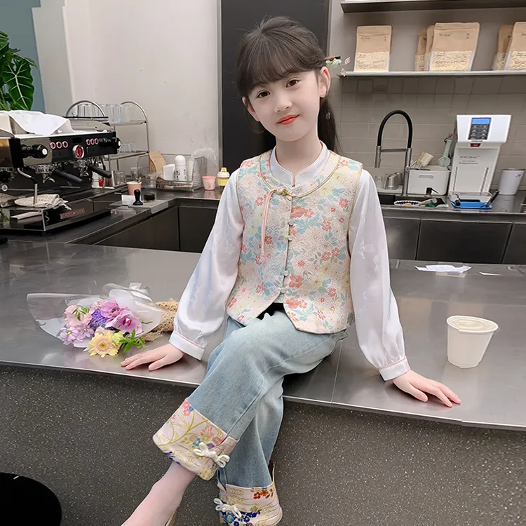 女童汉服服装新款春装儿童洋气国风中式套装春秋款女童秋装套装