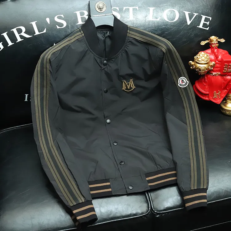 男士休闲外套高档轻奢时尚潮流青年大码男款棒球服刺绣薄款夹克衫