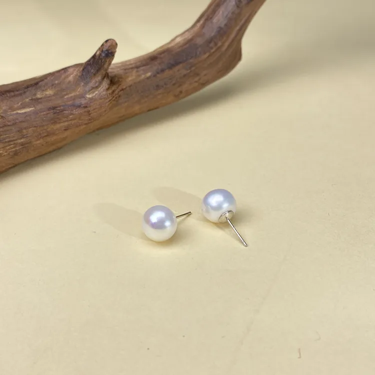 【小北严选】S925银淡水珍珠耳钉17-25H27X421【多样性发一件】约10mm