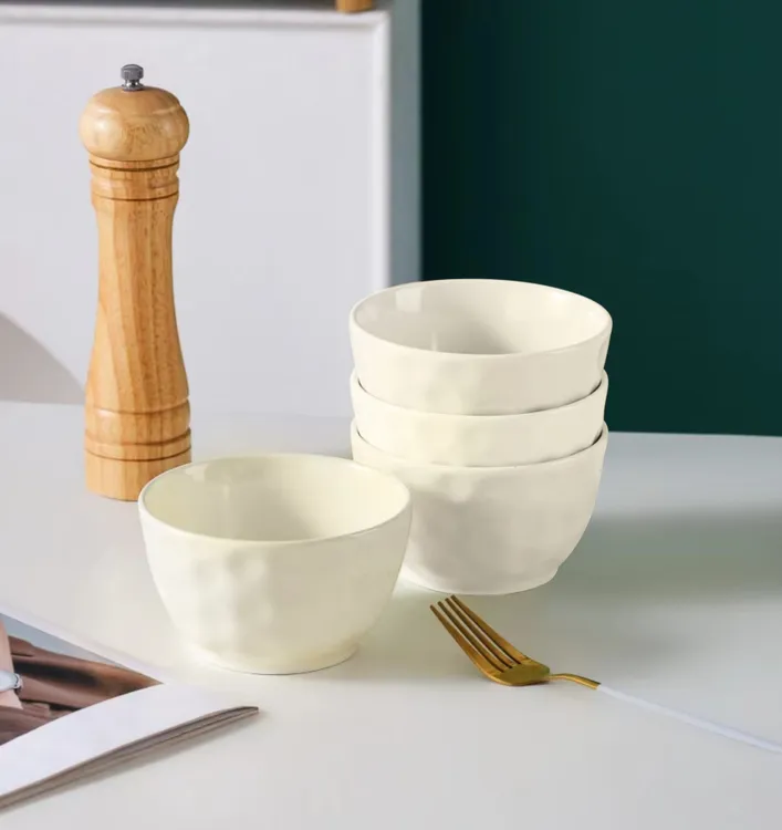 芬利兰【4个装】石纹4.7英寸4个米饭碗家用陶瓷简约创意-2餐具