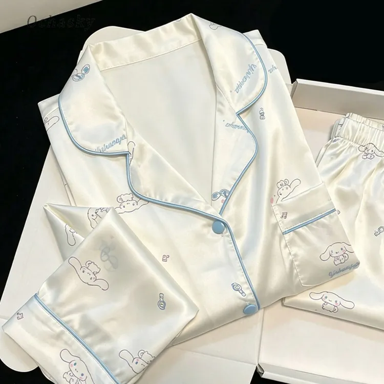 可爱卡通大耳朵玉桂狗冰丝睡衣女夏季2026新款短袖少女家居服套装