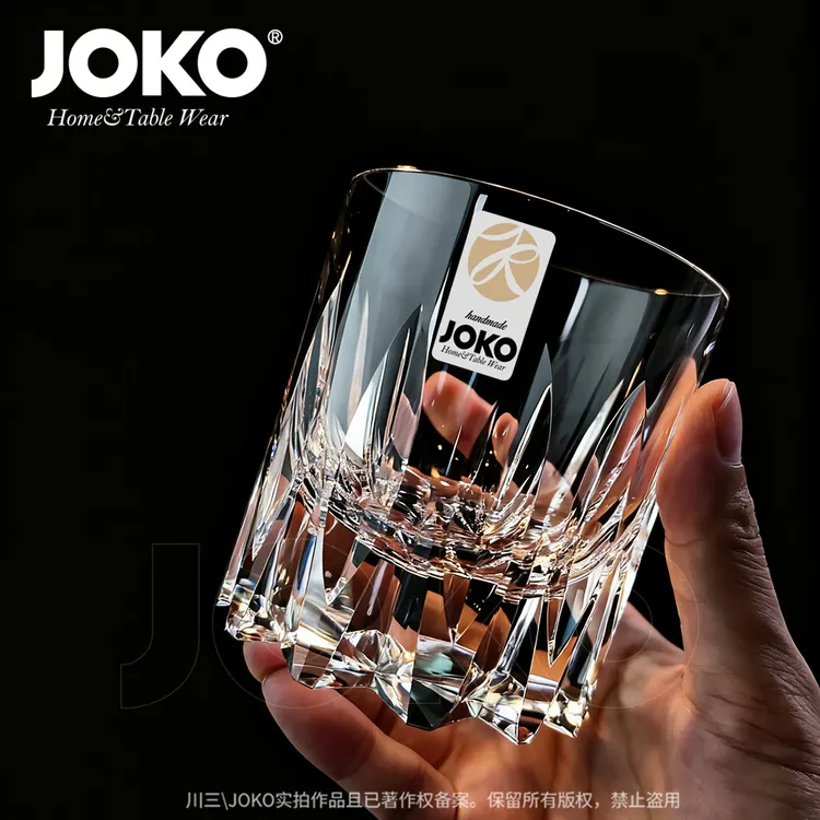JOKO【可刻字】手工雕刻无铅水晶威士忌酒杯洋酒杯高档江户切子
