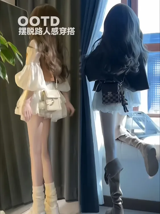 美式高街短款棕色皮衣外套女秋季新款白色蛋糕连衣裙+马甲三件套