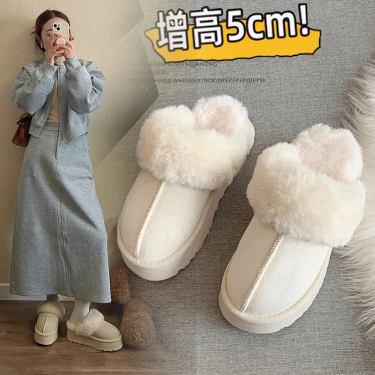 棉拖鞋女士秋冬季2025新款室内家居厚底毛毛绒半拖勃肯棉鞋女外穿