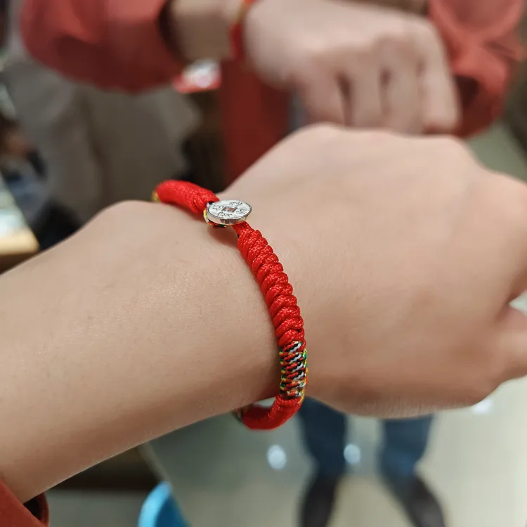 925银布艺手链 红绳男女同款s925银招财进宝-10#根据图二量好手围