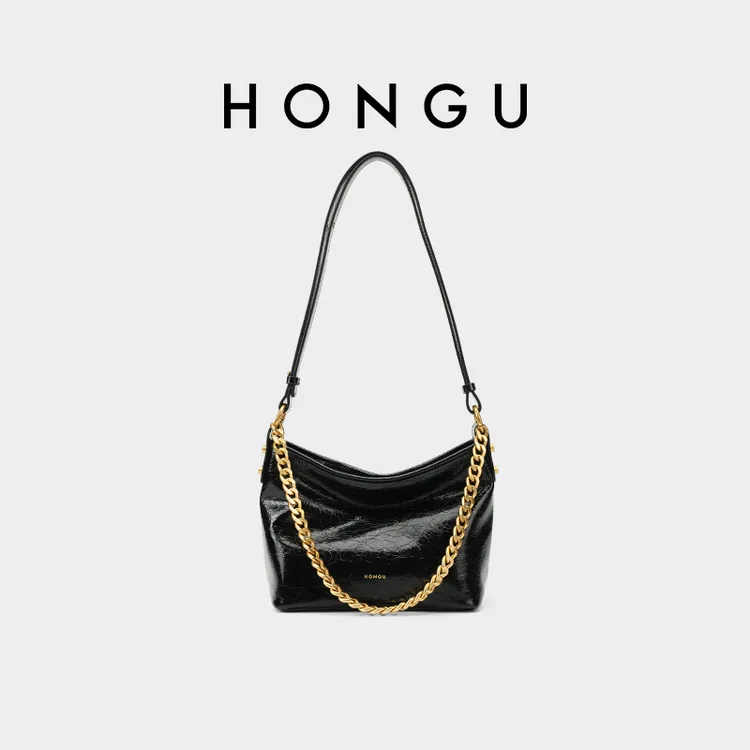 HONGU/新款女包真皮女士单肩斜挎包腋下女包牛皮小包包H5136742