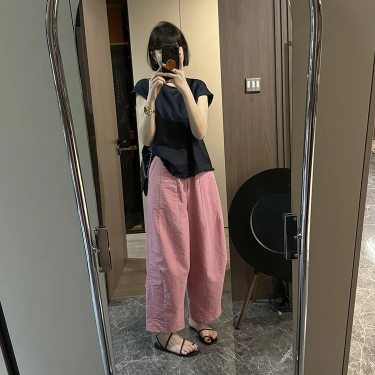 夏季宽松显瘦遮肉薄款九分裤气球裤瘦版阔腿裤