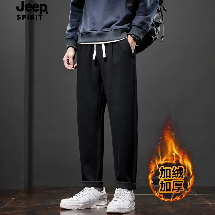 JEEPSPIRIT2025锥形加厚裤子男士秋冬款潮流宽松直筒休闲裤