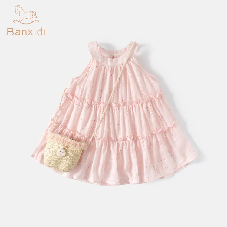 班喜迪女童连衣裙夏装2025新款儿童洋气公主裙子女宝宝印花背心裙