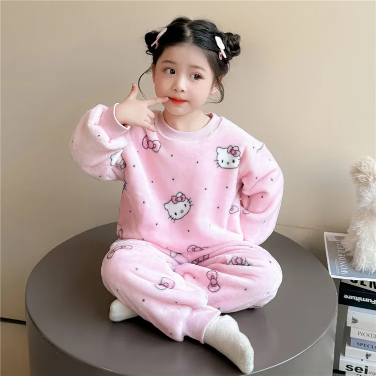 儿童睡衣珊瑚绒秋冬款女孩2025新款女宝宝秋冬季法兰绒女童家居服