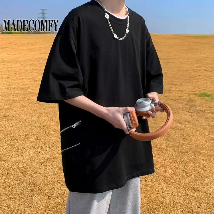 工装机能风T恤男夏季新款美式高街240g重磅短袖时尚百搭宽松上衣
