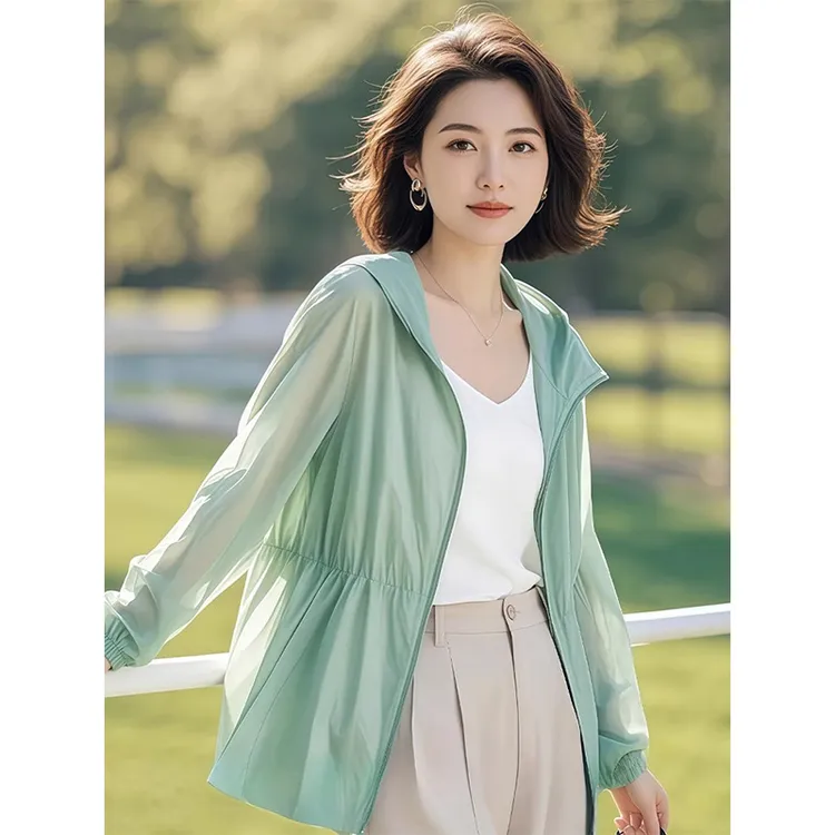 清新感甜美长袖防晒衫外套女2025春夏新款百搭冰丝凉感空调衫女士