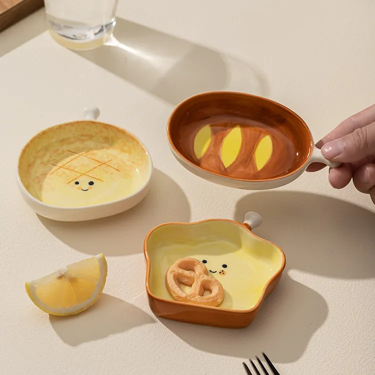 面包造型陶瓷蘸料碟家用味碟可爱小菜碟子酱油调味醋碟火锅蘸料碗