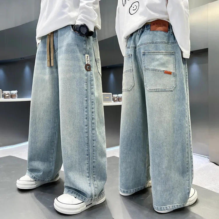 男童直筒牛仔裤秋季洋气宽松2025中大童休闲韩版长裤儿童裤子春秋