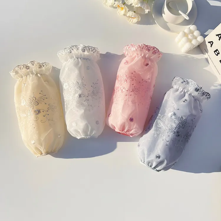 秋冬新款蕾丝袖套长款双层家务上班学生护袖韩版防脏防污套袖袖头