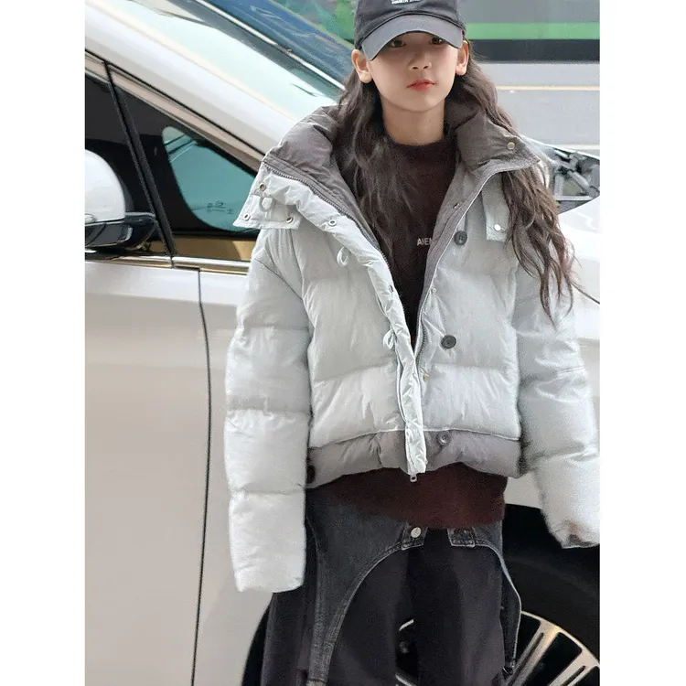 K27983孙小美拼色女童羽绒服秋冬2025新款儿童面包服加厚保暖上衣