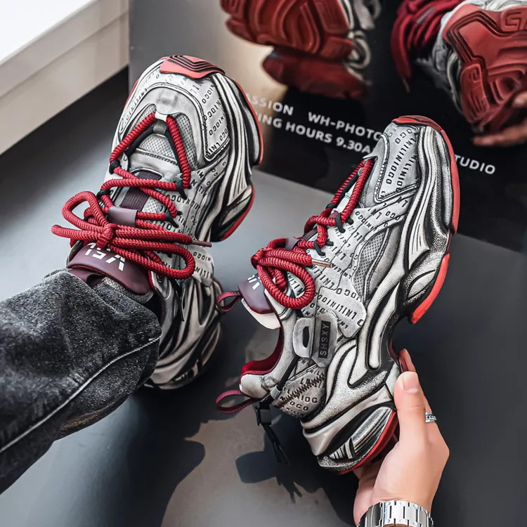 高级感2025新款男鞋时尚休闲百搭老爹鞋厚底增高拼色轻奢运动鞋