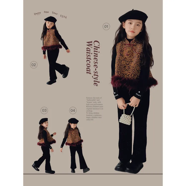 【熙熙可可】2025女童秋冬国风中式复古拜年服夹棉汉服背心 BX2520