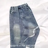 女童汉服秋季新款牛仔裤时尚洋气儿童百搭裤子 V8882