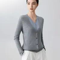 2025早秋新款V领长袖针织开衫上衣女
