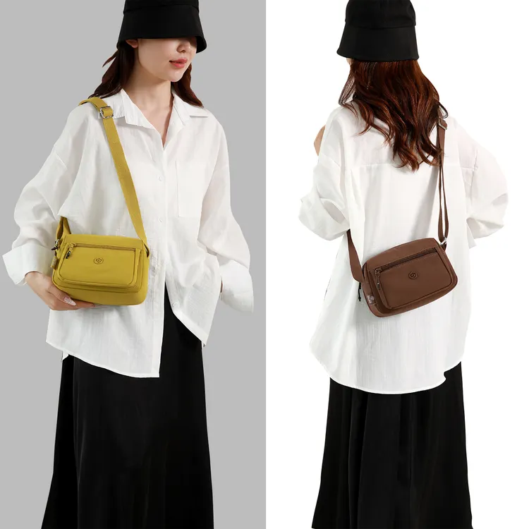 多口袋包包女牛津帆布小包包休闲简约大容量单肩包轻便小巧斜挎包