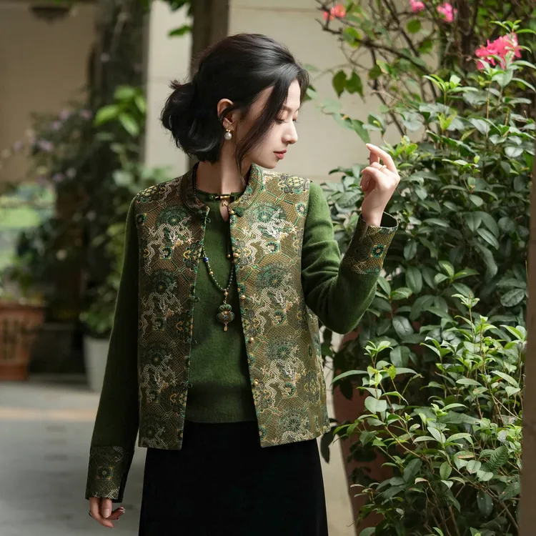 西子/【万华金龙】非遗宋锦万花阵天华锦织金新中式马甲/MJTJ0780