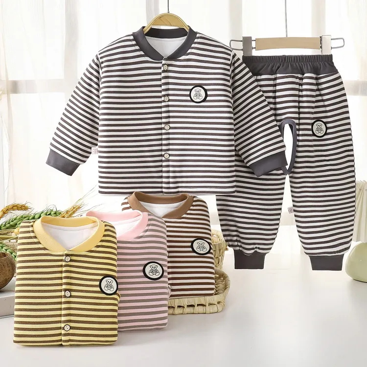 婴儿纯棉棉袄套装秋冬加厚棉衣宝宝夹棉保暖衣婴幼儿高腰护肚外穿