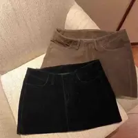设计感鹿皮绒弧形腰短裙自带安全裤女时尚气质高腰显腿长半身裙