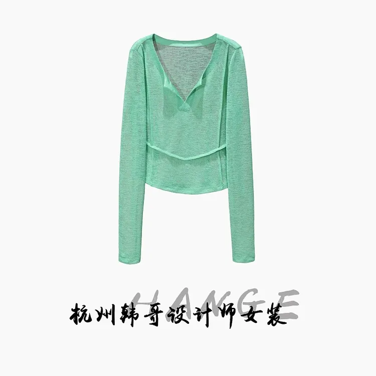 【韩哥女装】薄荷绿鱼骨收腰时尚休闲爽肤衣9207