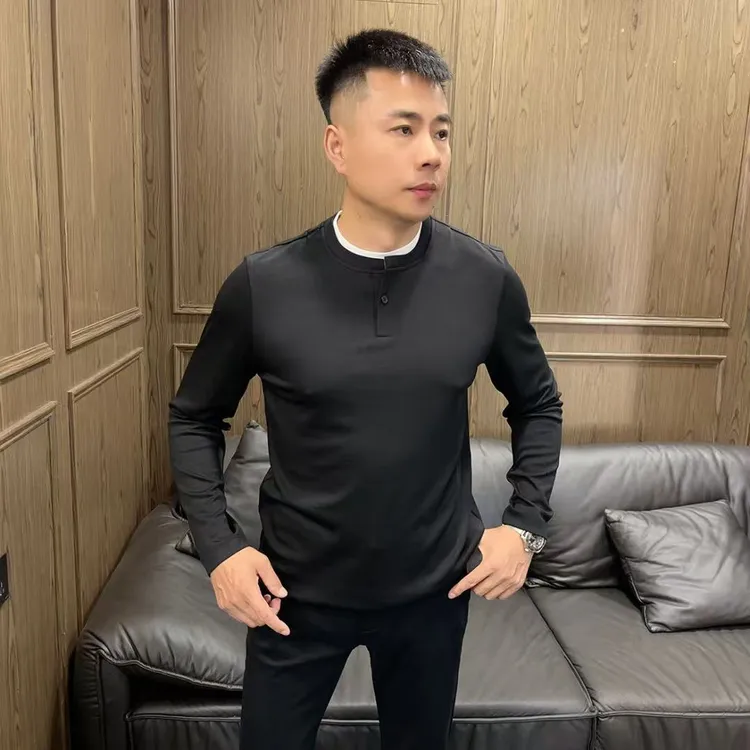 25秋冬512男士简约长袖秋季日常假两件圆领T恤潮流简约