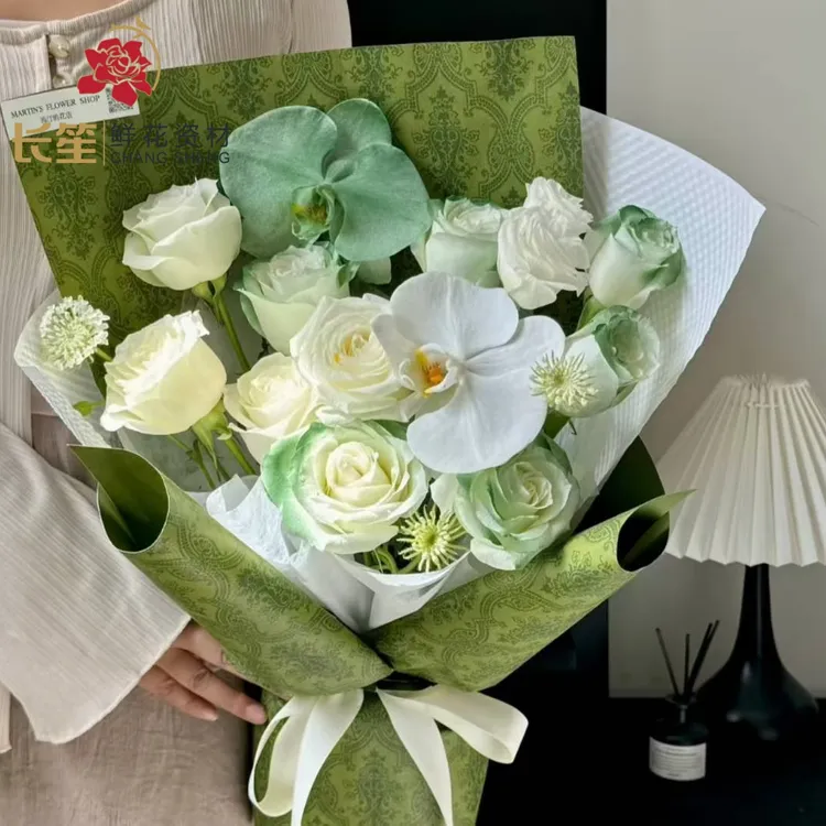 加厚复古巴洛克艺术牛皮纸硬包花纸礼品鲜花包装材料玫瑰花束花艺