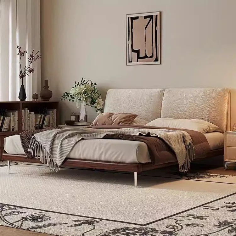 大象耳朵可拆洗雪尼尔绒布艺床小户型主卧床软包实木床齐边双人床